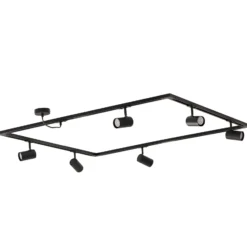 Sistema de rieles Lindby Linaro, GU10, 6 luces, negro, forma de O