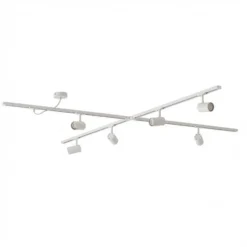 Sistema de rieles Lindby Linaro, GU10, 6 luces, blanco, forma de X
