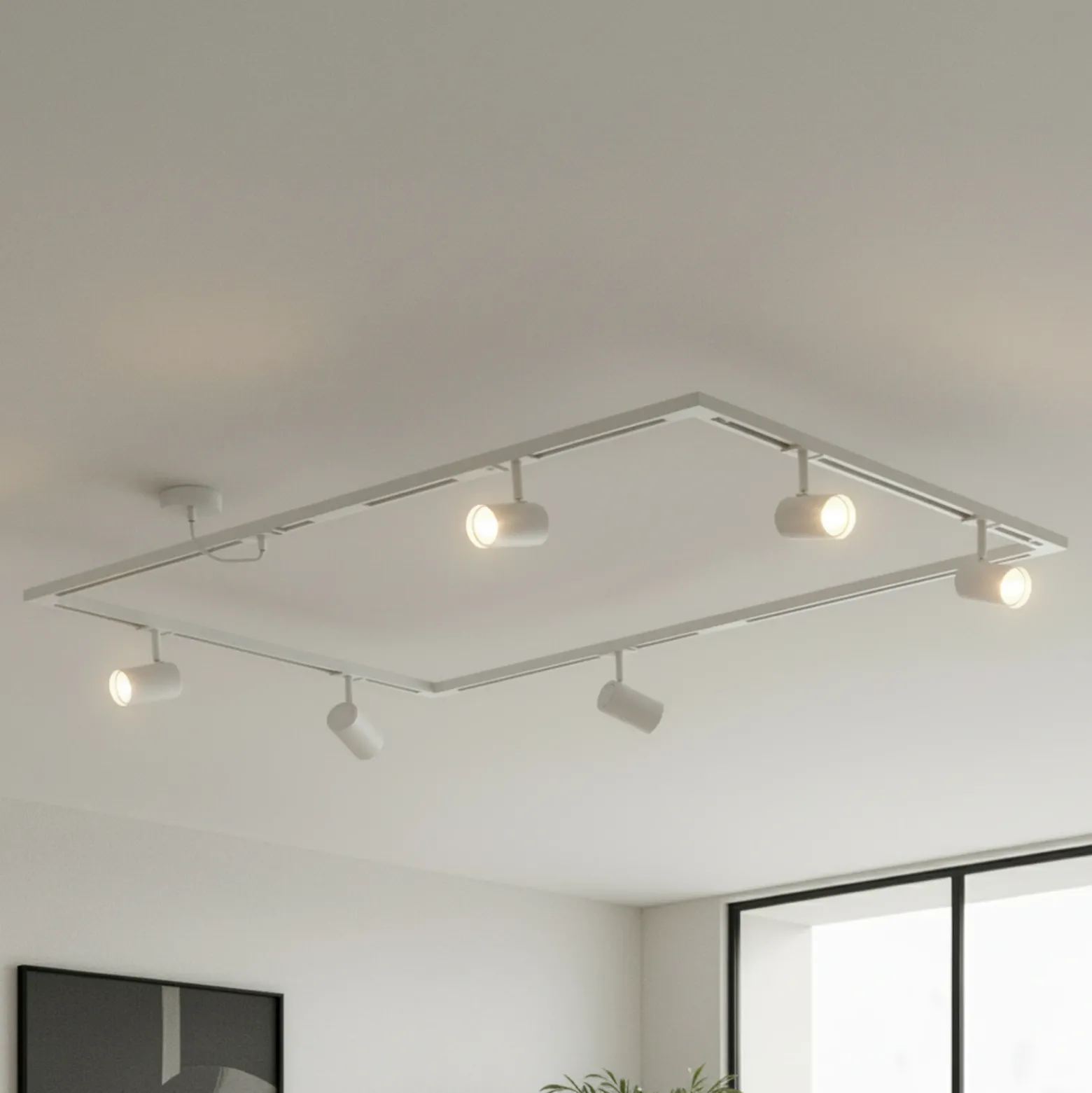 Sistema de rieles Lindby Linaro, GU10, 6 luces, blanco, forma de O