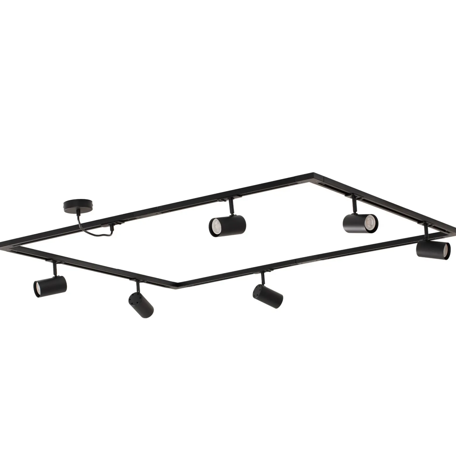 Sistema de rieles Lindby Linaro, GU10, 6 luces, negro, forma de O