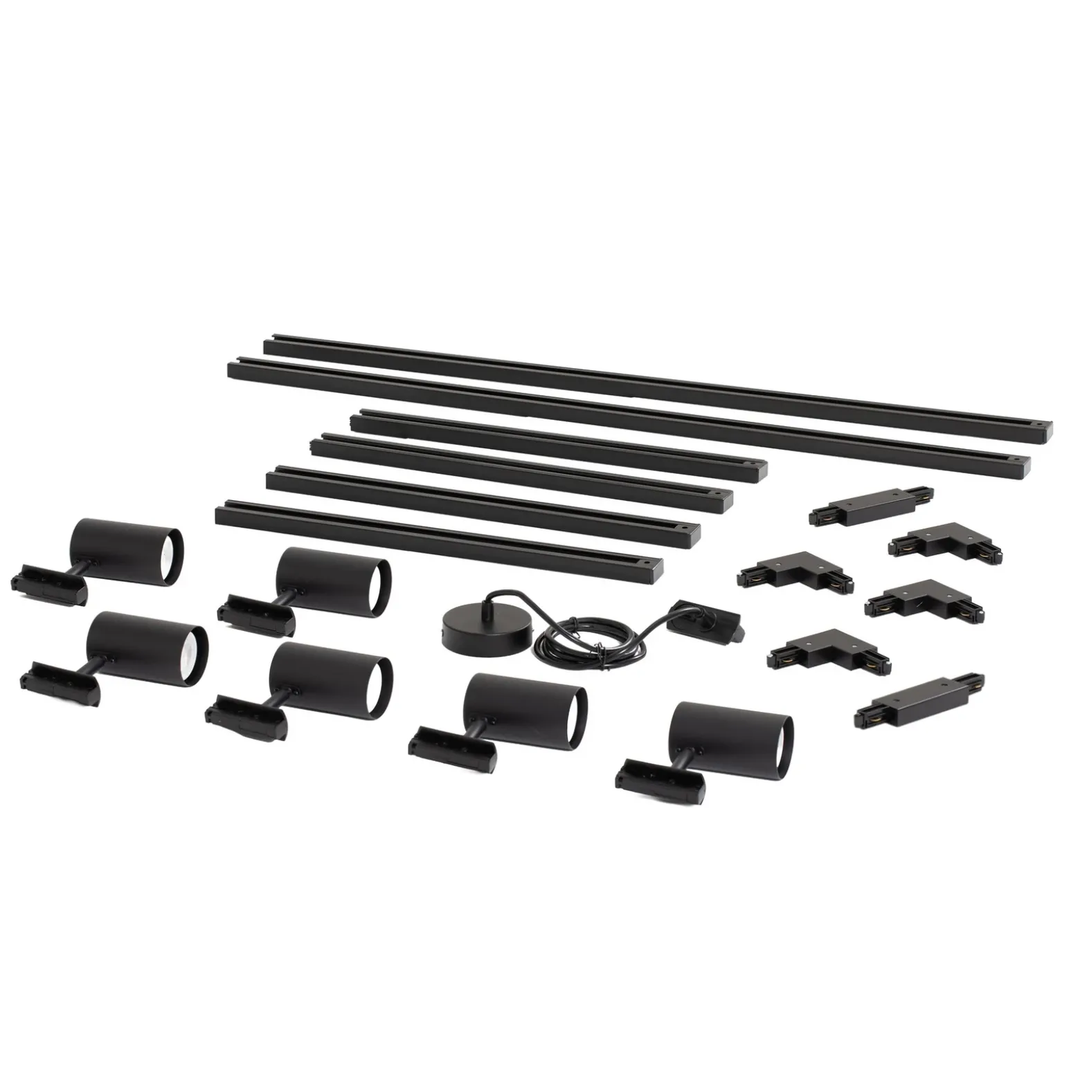 Sistema de rieles Lindby Linaro, GU10, 6 luces, negro, forma de O