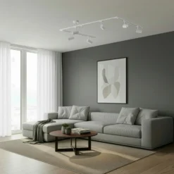 Sistema de rieles Lindby Linaro, GU10, 6 luces, blanco, forma de C