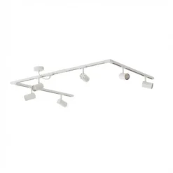 Sistema de rieles Lindby Linaro, GU10, 6 luces, blanco, forma de C