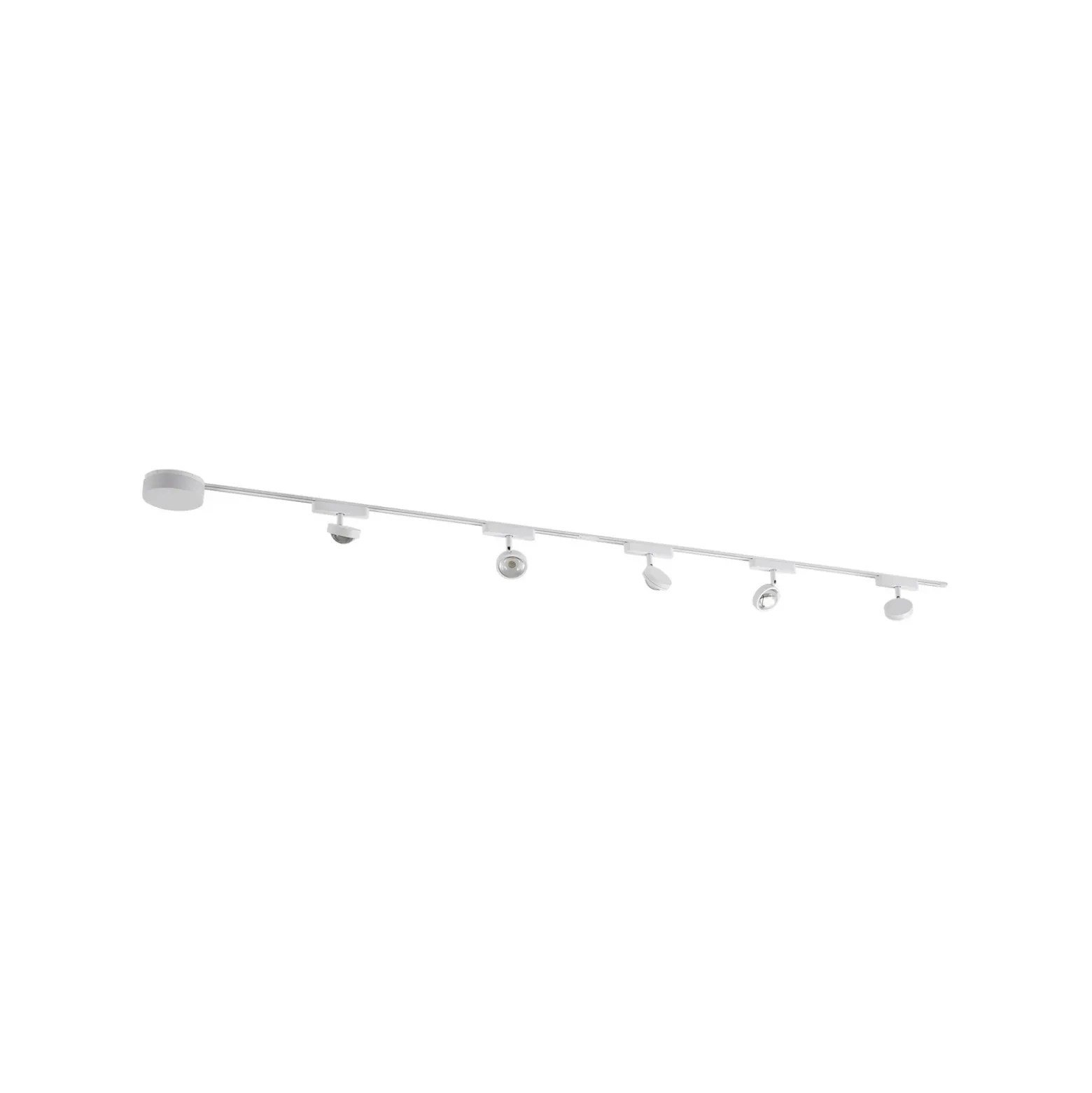 Sistema de rieles Lumaro de 48 V, focos, 5 luces, blanco, Ø 7 cm, atenuables
