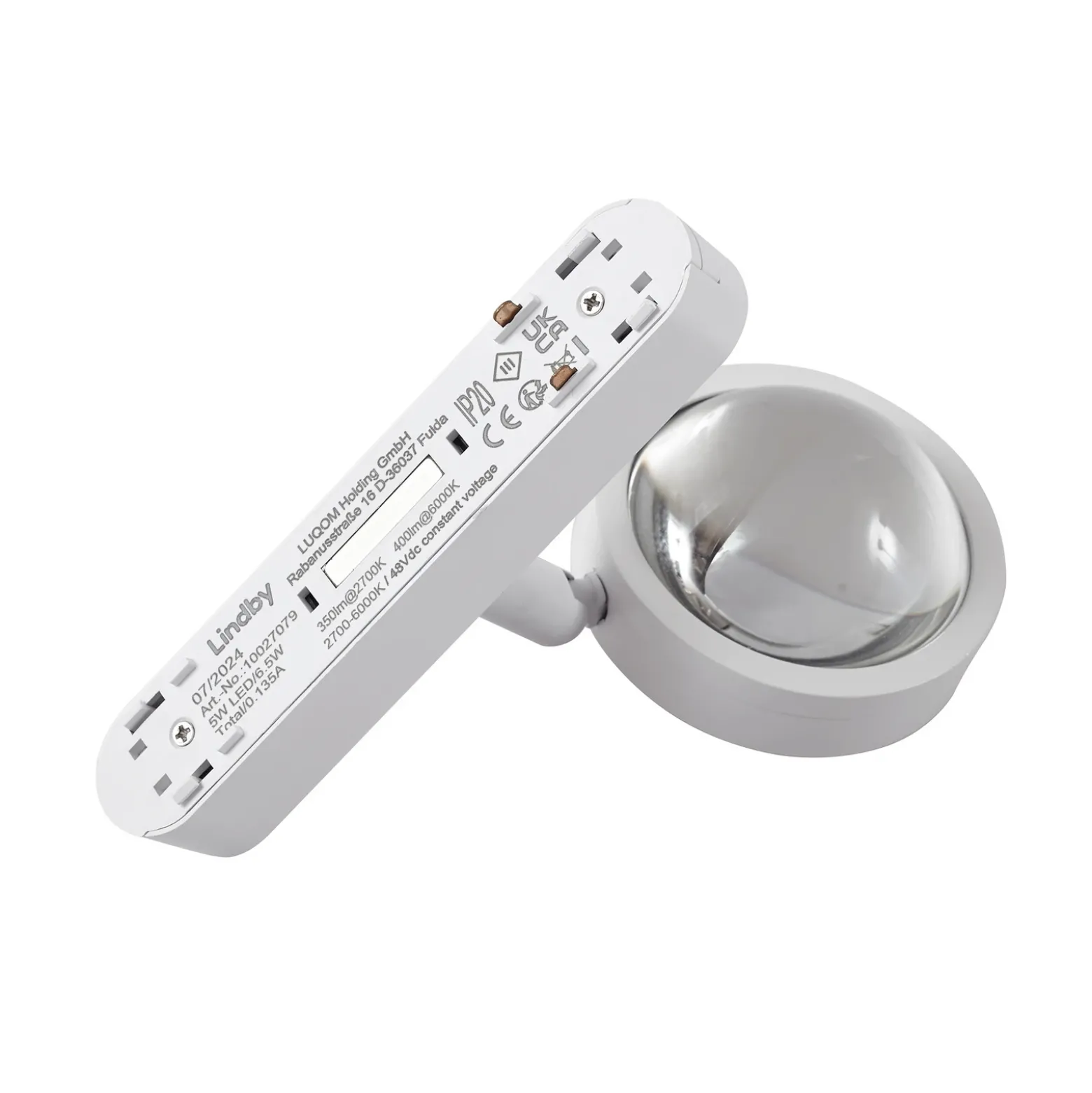 Sistema de rieles Lumaro de 48 V, focos, 5 luces, blanco, Ø 7 cm, atenuables