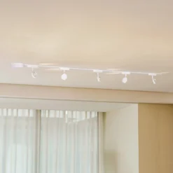 Sistema de rieles Lumaro de 48 V, focos, 5 luces, blanco, Ø 7 cm, atenuables