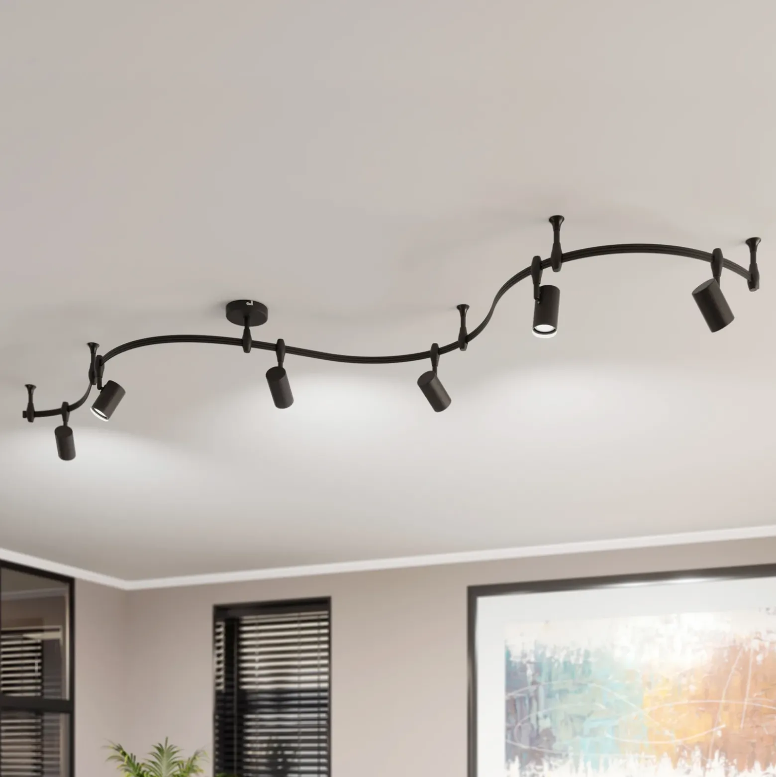 Sistema de riel Lindby Delila, negro, uso flexible