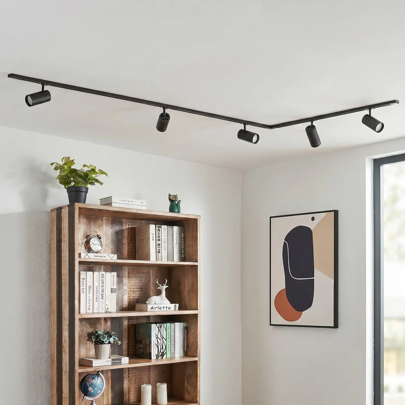 Sistema de riel Lindby Linaro, Ø 7 cm, 5 luces, LED, negro, CCT