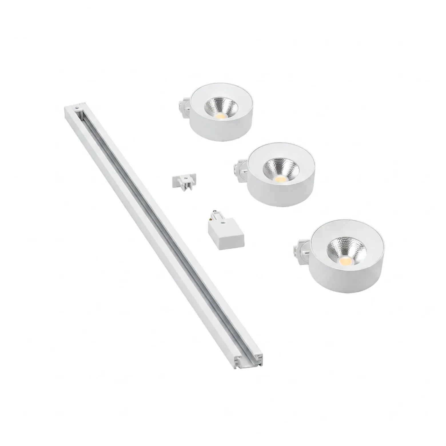 Sistema de riel Lindby Linaro, Ø 9,5 cm, 3 luces, LED, blanco