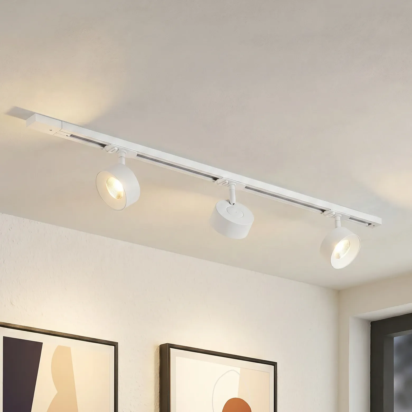 Sistema de riel Lindby Linaro, Ø 9,5 cm, 3 luces, LED, blanco
