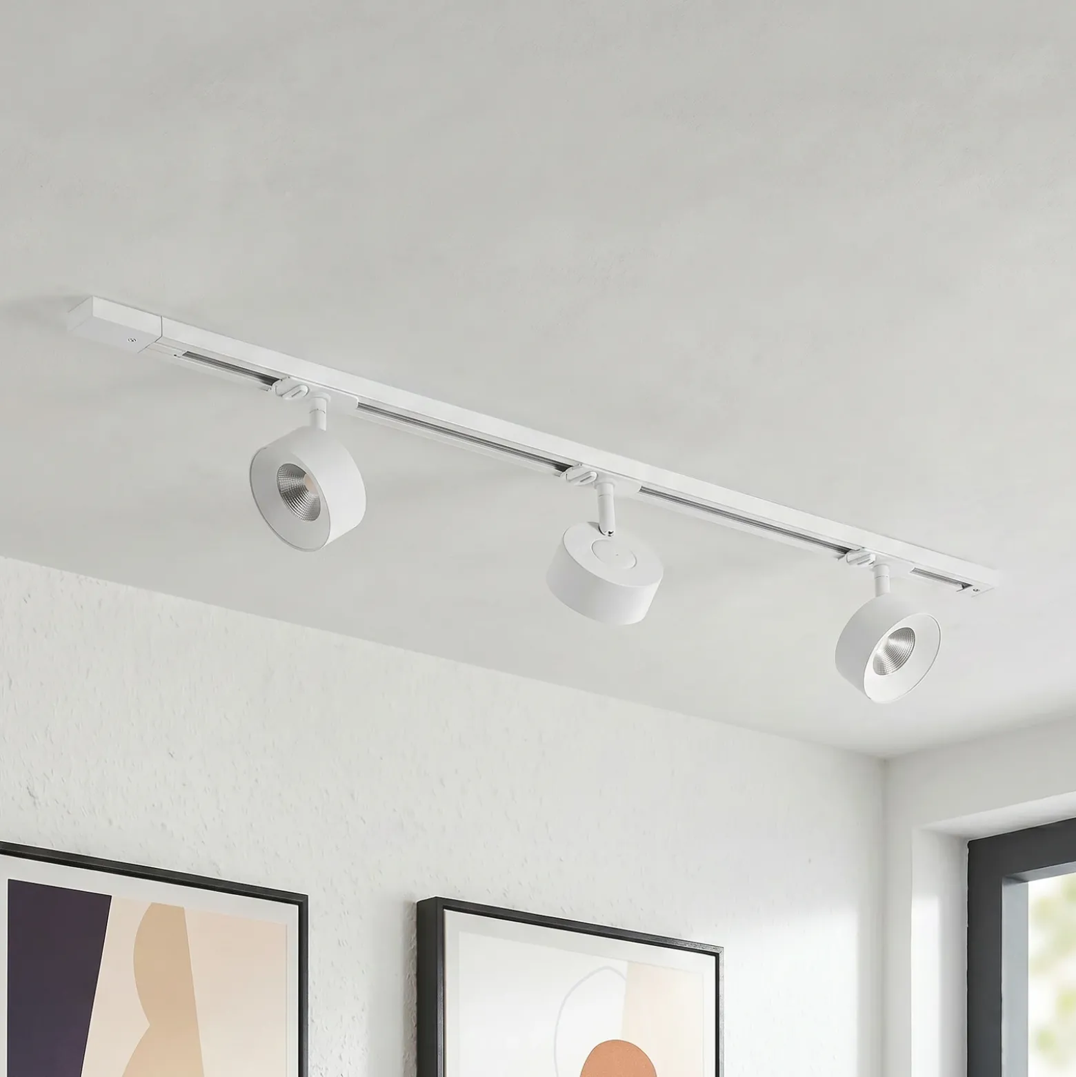Sistema de riel Lindby Linaro, Ø 9,5 cm, 3 luces, LED, blanco