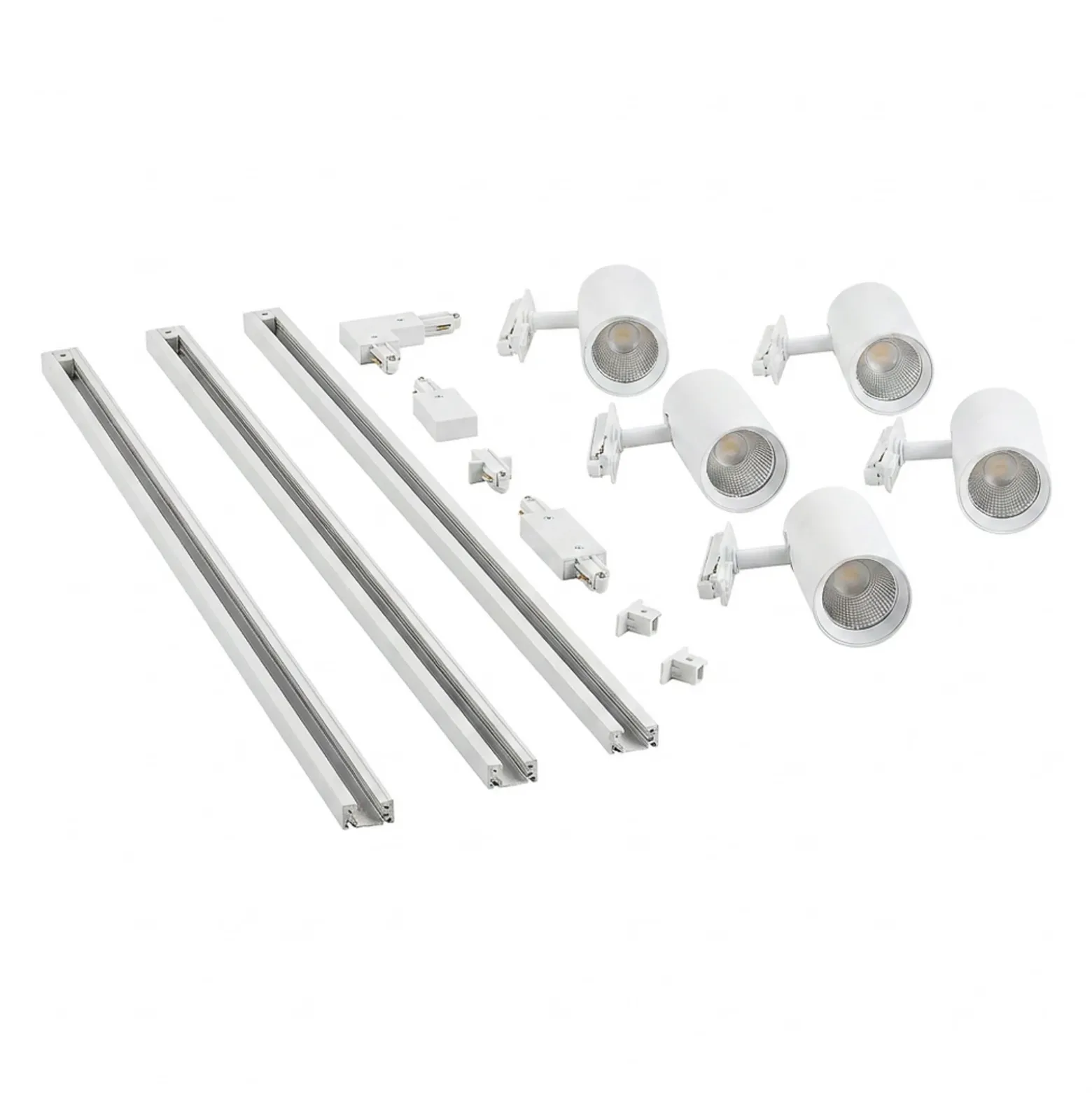 Sistema de riel Lindby Linaro, Ø 7 cm, 5 luces, LED, blanco, CCT