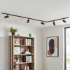 Sistema de riel Lindby Linaro, Ø 7 cm, 5 luces, LED, negro, CCT