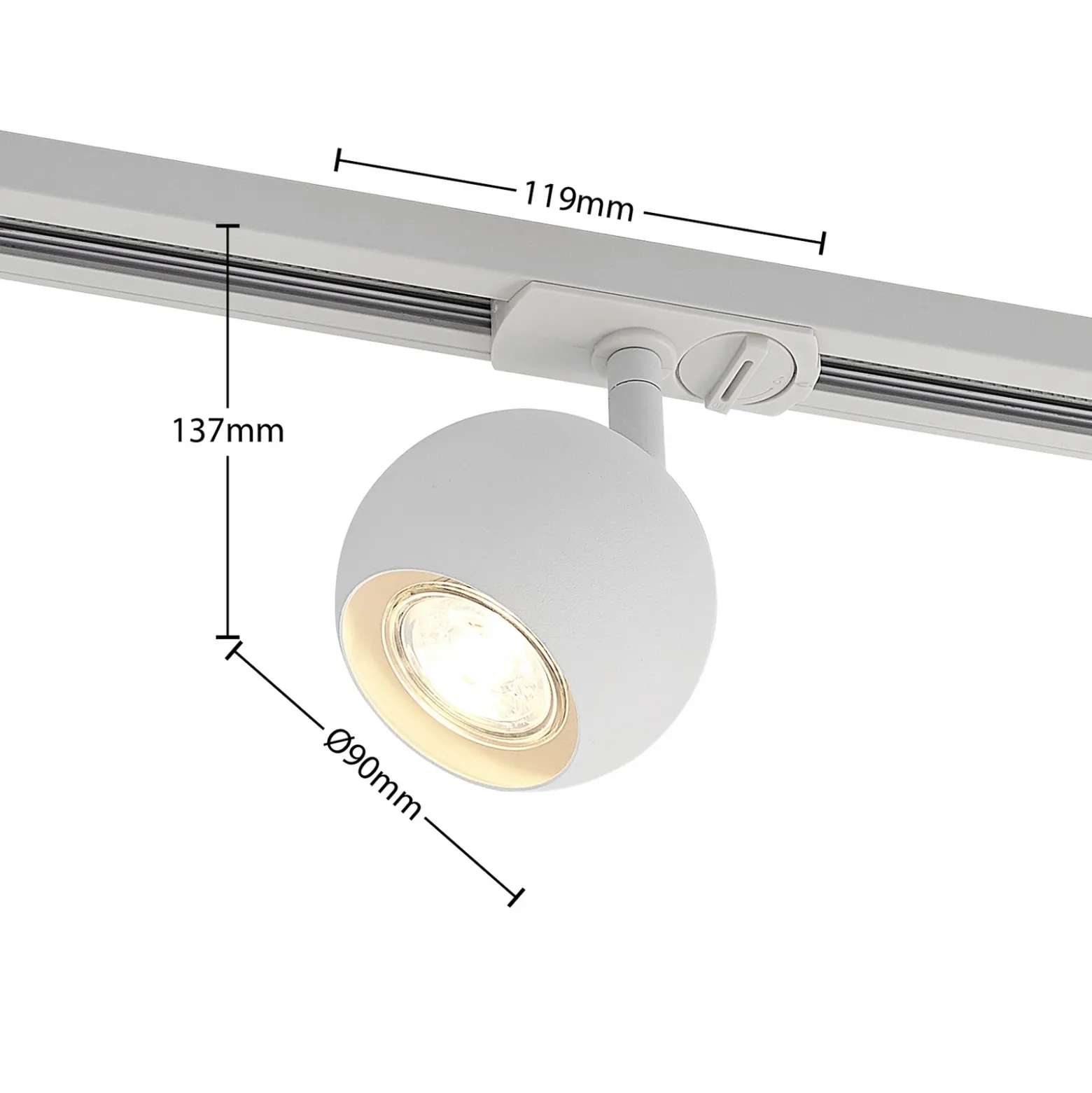 Sistema de riel Lindby Linaro, GU10, 4 luces, blanco, Ø 9 cm