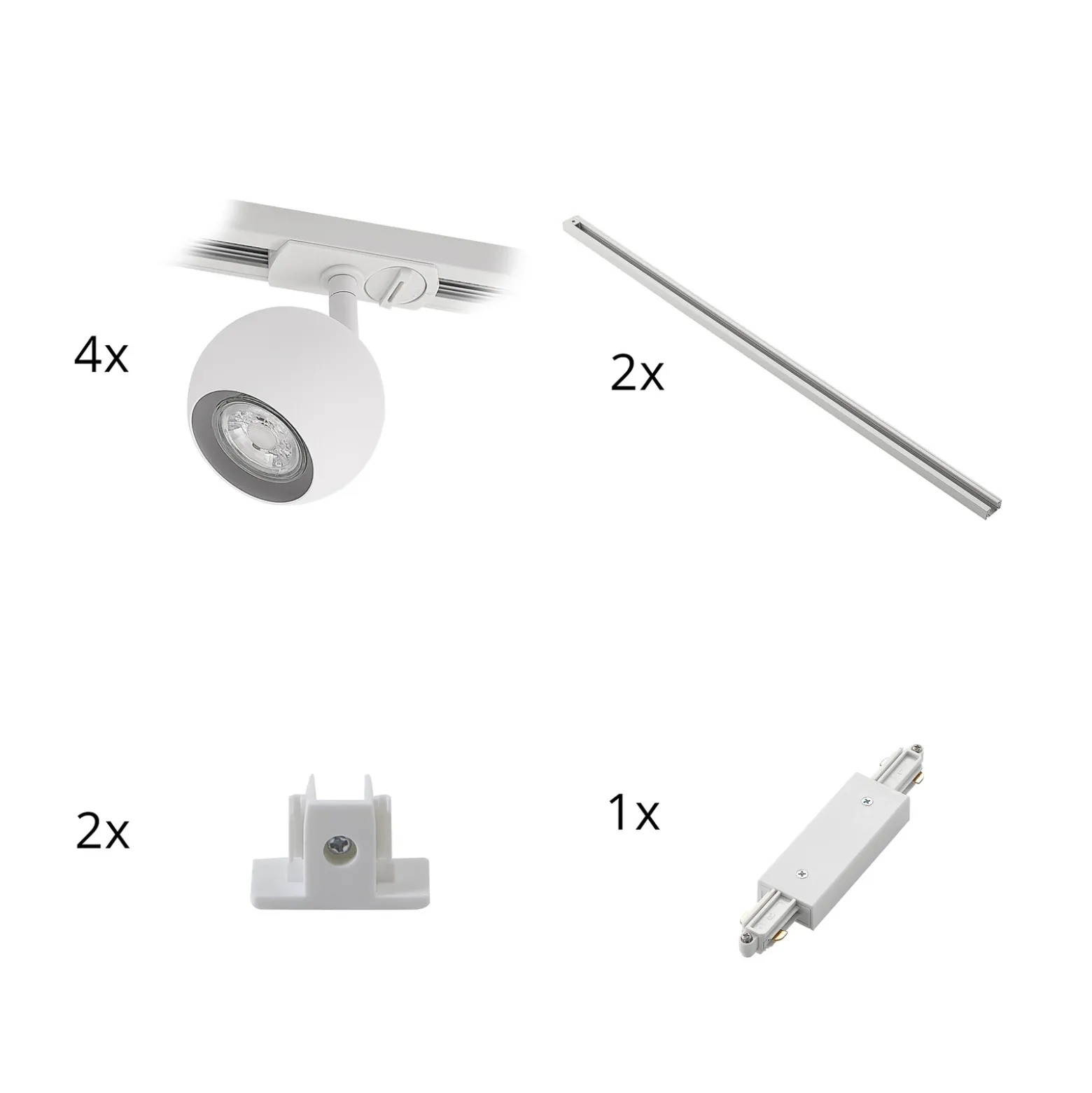 Sistema de riel Lindby Linaro, GU10, 4 luces, blanco, Ø 9 cm