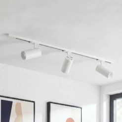 Sistema de riel Lindby Linaro, Ø 7 cm, 3 luces, LED, blanco, CCT