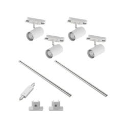 Sistema de riel Lindby Linaro, GU10, 4 luces, blanco, Ø 6 cm