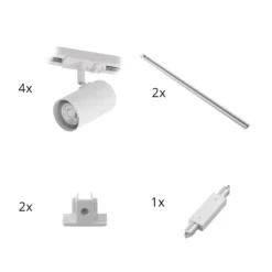 Sistema de riel Lindby Linaro, GU10, 4 luces, blanco, Ø 6 cm