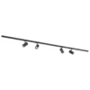 Sistema de riel Lindby Linaro, GU10, 4 luces, negro, Ø 6 cm