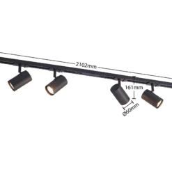 Sistema de riel Lindby Linaro, GU10, 4 luces, negro, Ø 6 cm