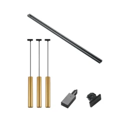 Sistema de riel Lindby Linaro, GU10, colgante, 3 luces, dorado