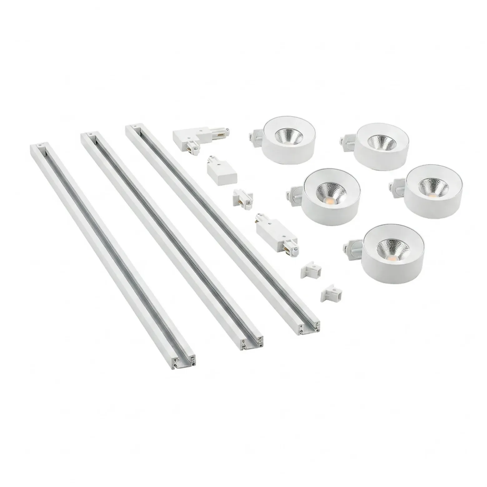 Sistema de riel Lindby Linaro, Ø 9,5 cm, 5 luces, LED, blanco