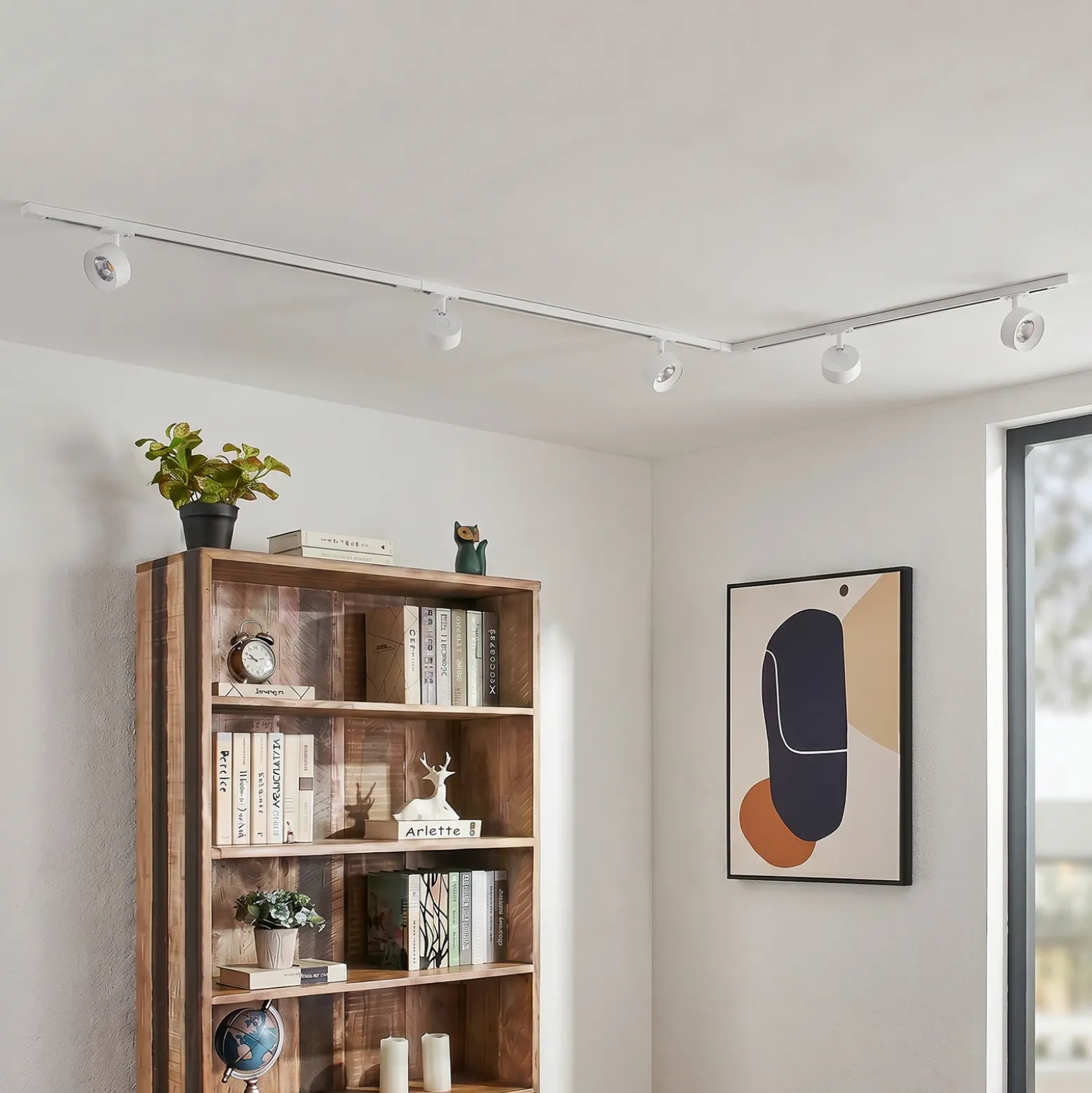 Sistema de riel Lindby Linaro, Ø 9,5 cm, 5 luces, LED, blanco