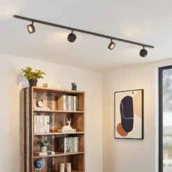 Sistema de riel Lindby Linaro, Ø 9,5 cm, 4 luces, LED, negro