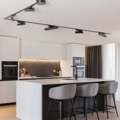 Sistema de riel Lumaro, puntos, 6 luces, negro, 48V, atenuable