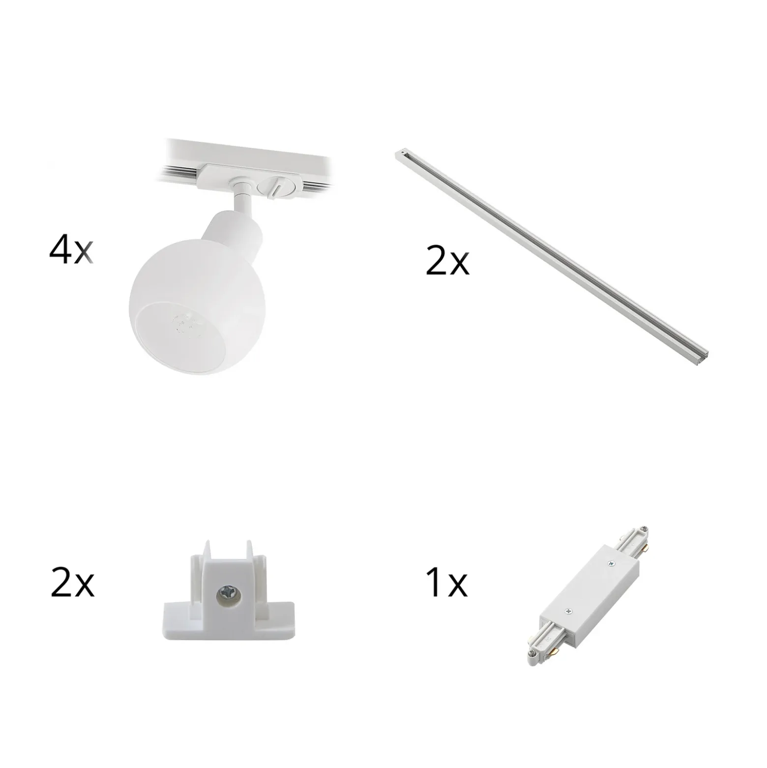 Sistema de riel monofásico Lindby, E14, 4 luces, blanco