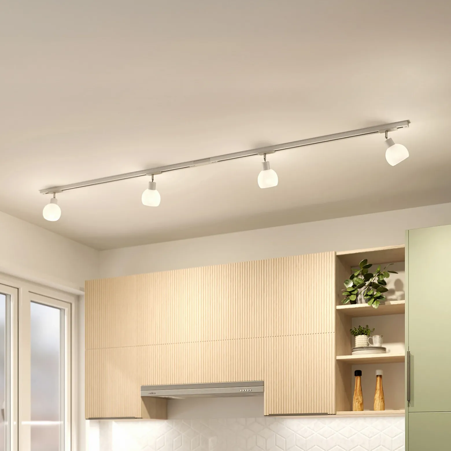 Sistema de riel monofásico Lindby, E14, 4 luces, blanco