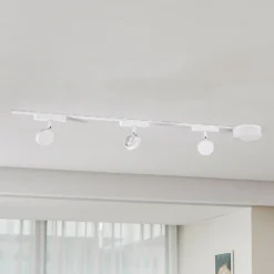 Sistema de riel 48 V Lumaro, focos, 3 luces, blanco, Ø 7,3 cm