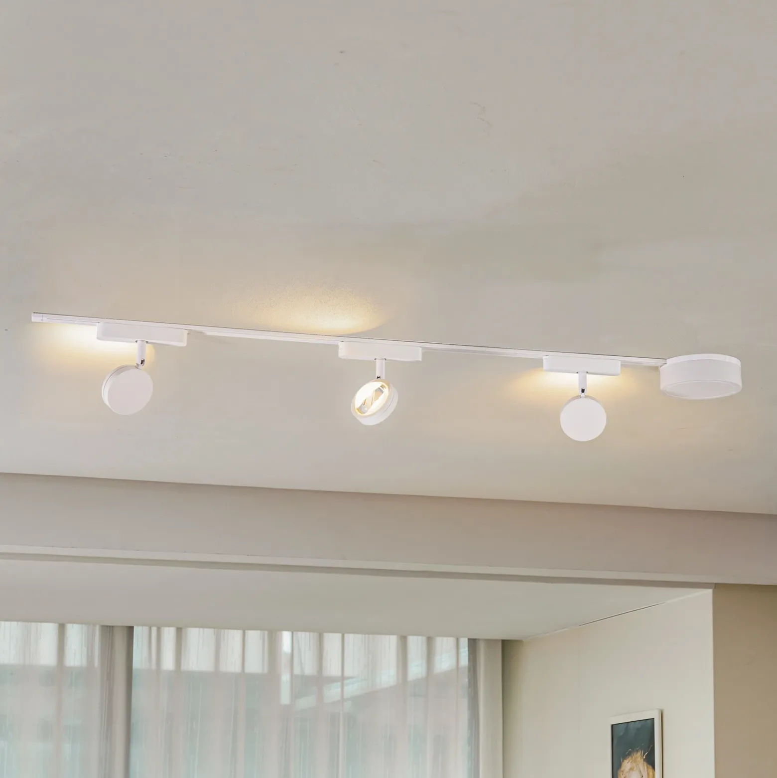 Sistema de riel 48 V Lumaro, focos, 3 luces, blanco, Ø 7,3 cm