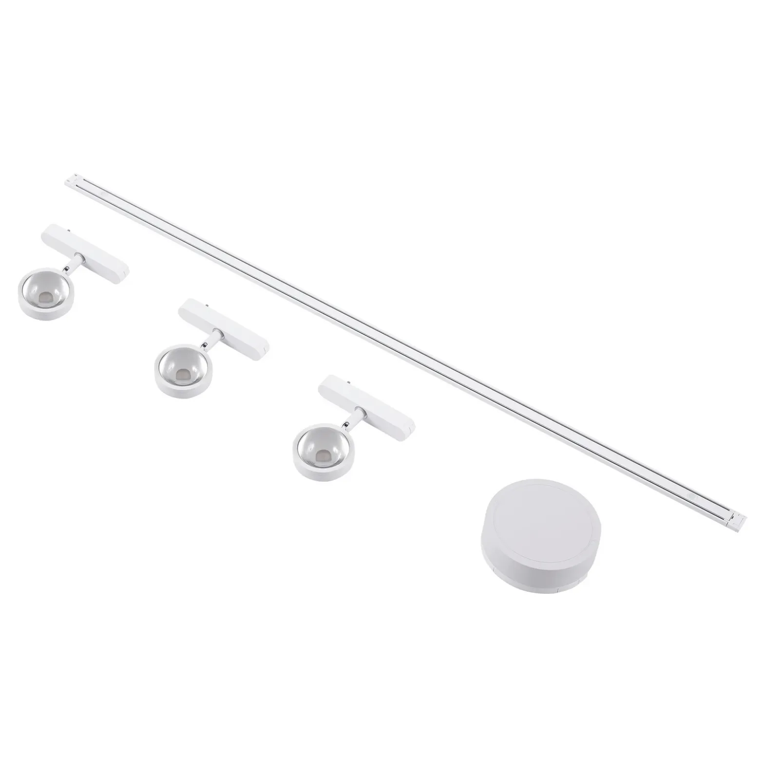Sistema de riel 48 V Lumaro, focos, 3 luces, blanco, Ø 7,3 cm