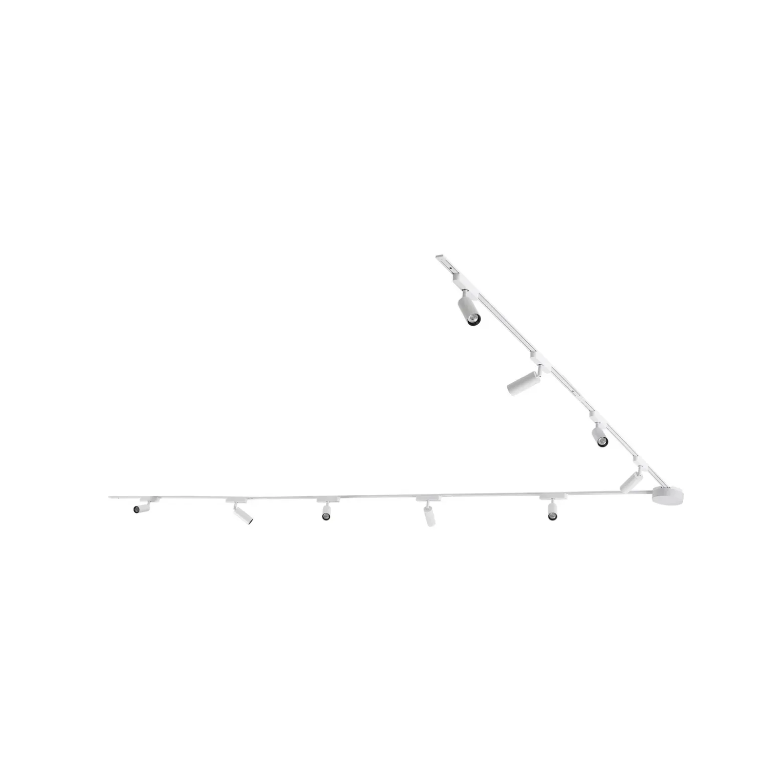 Sistema de riel 48 V Lumaro, focos, 9 luces, blanco, Ø 4 cm, 13 cm