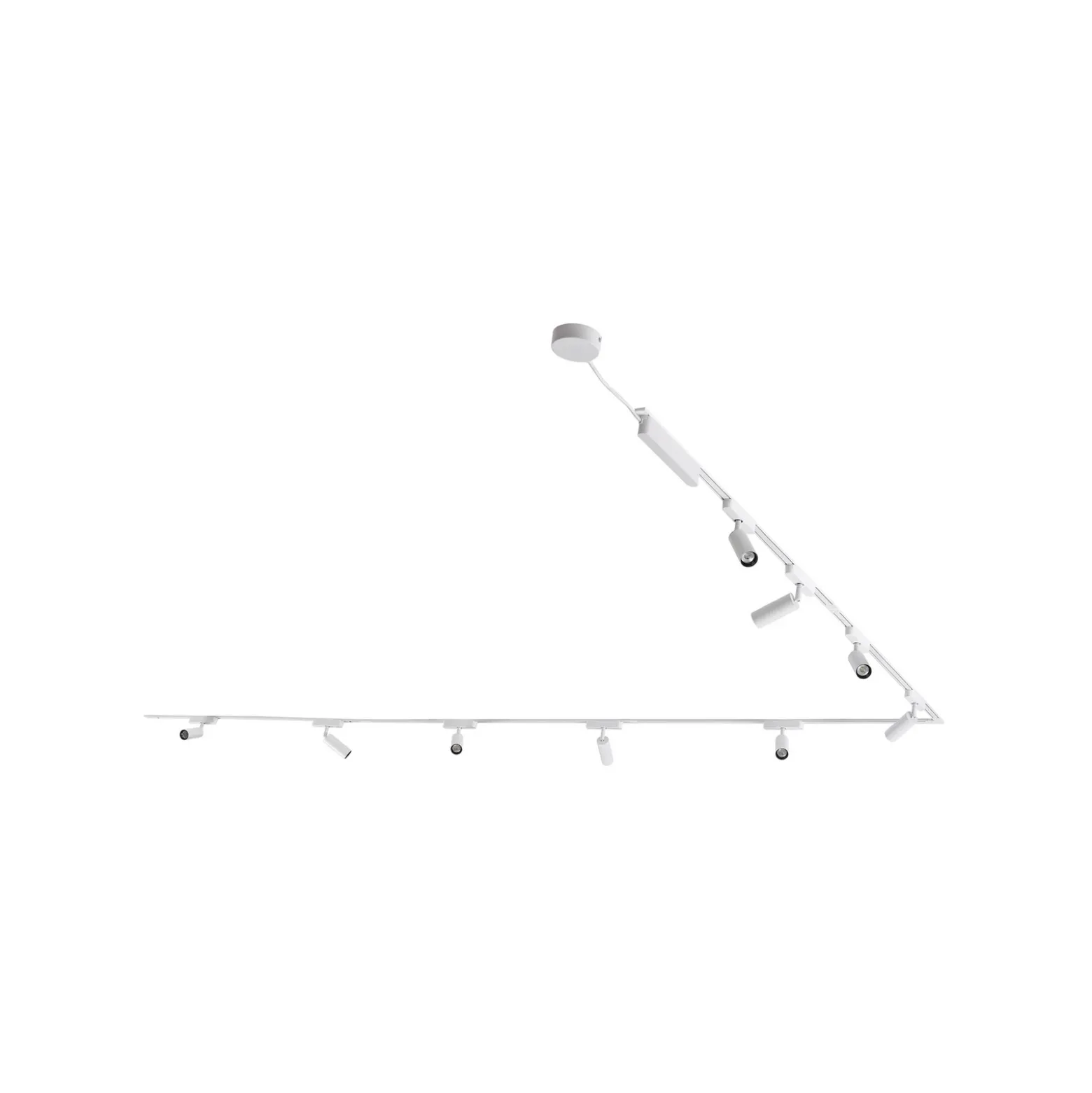 Sistema de riel 48 V Lumaro, focos, 9 luces, blanco, Ø 4 cm, 25 cm, atenuable