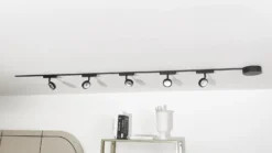 Sistema de riel 48 V Lumaro, focos, 5 luces, negro, Ø 7,3 cm