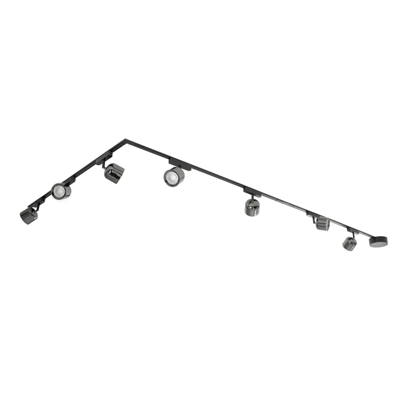 Sistema de riel 48 V Lumaro focos 7 luces negro Ø 8 cm atenuable