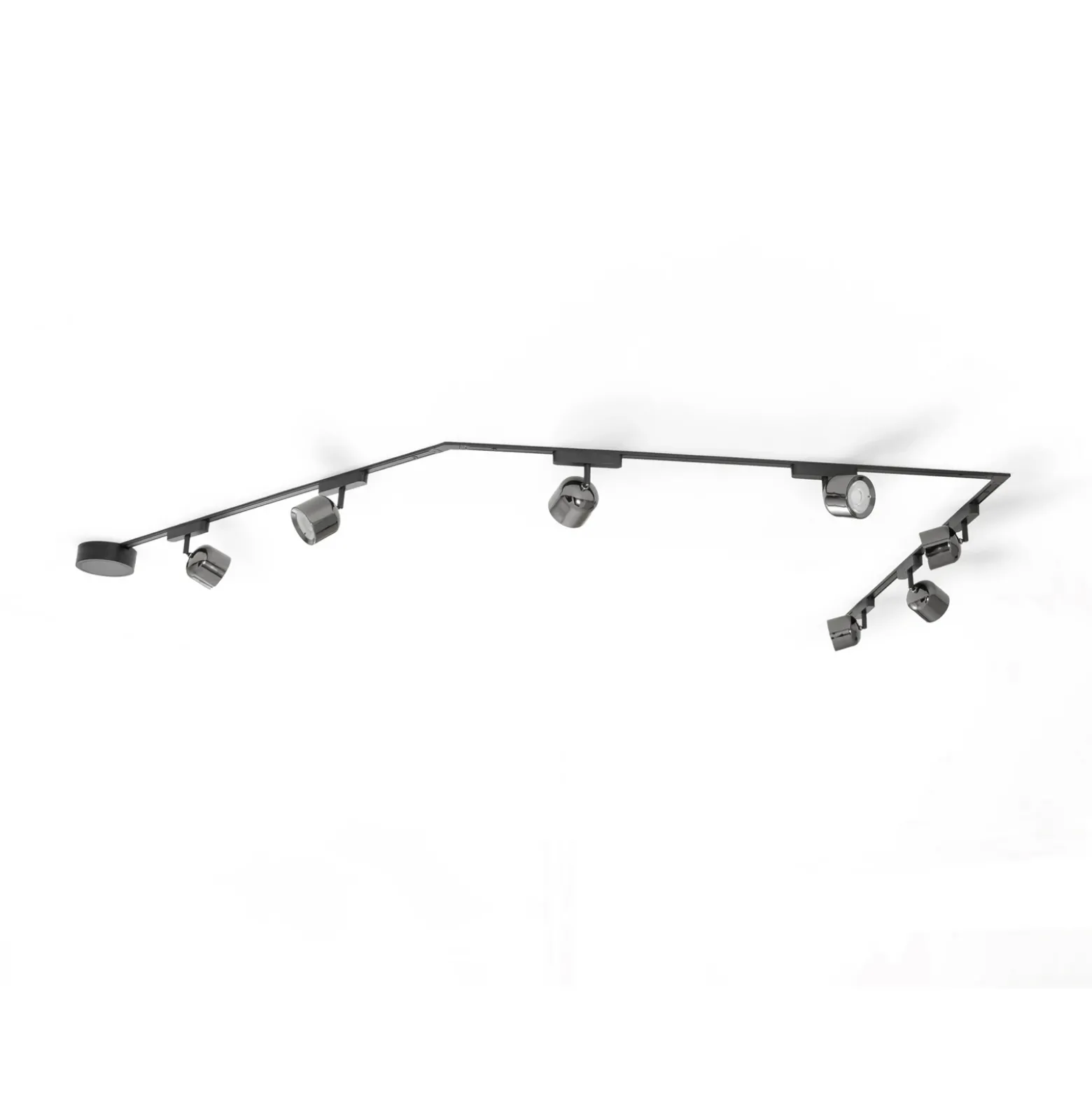 Sistema de riel 48 V Lumaro focos 7 luces negro Ø 8 cm atenuable