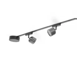Sistema de riel 48 V Lumaro focos 7 luces negro Ø 8 cm atenuable