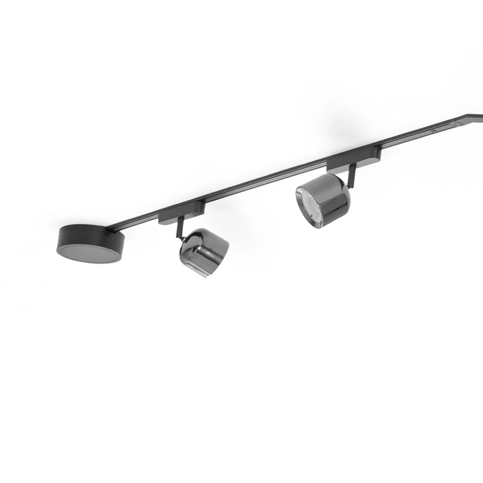 Sistema de riel 48 V Lumaro focos 7 luces negro Ø 8 cm atenuable