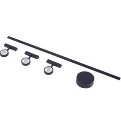 Sistema de riel 48 V Lumaro, focos, 3 luces, negro, Ø 7,3 cm