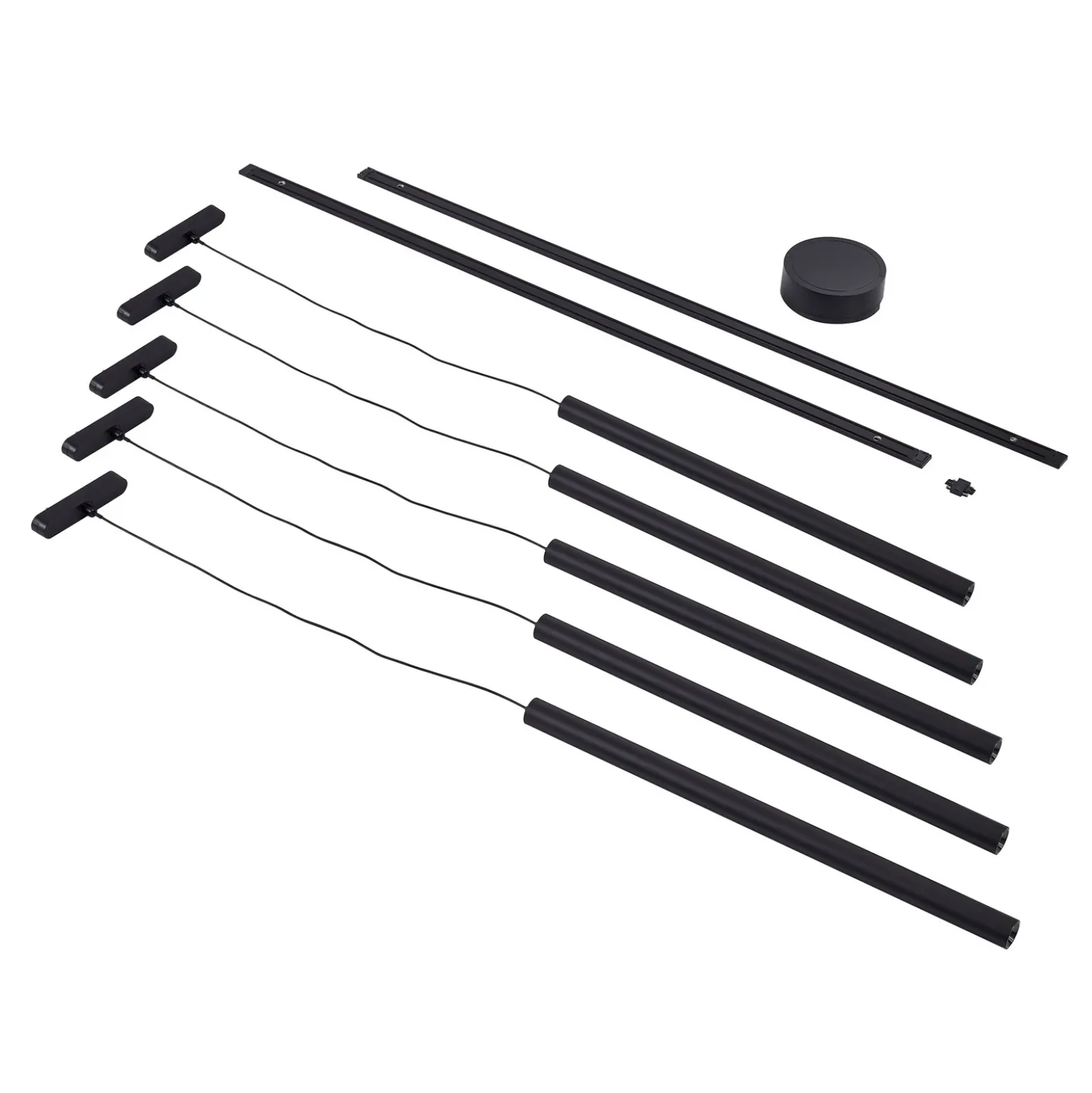 Sistema de riel 48 V Lumaro, pendular, 5 luces, negro, atenuable