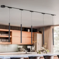 Sistema de riel 48 V Lumaro, pendular, 5 luces, negro, atenuable