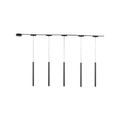 Sistema de riel 48 V Lumaro, pendular, 5 luces, negro, atenuable