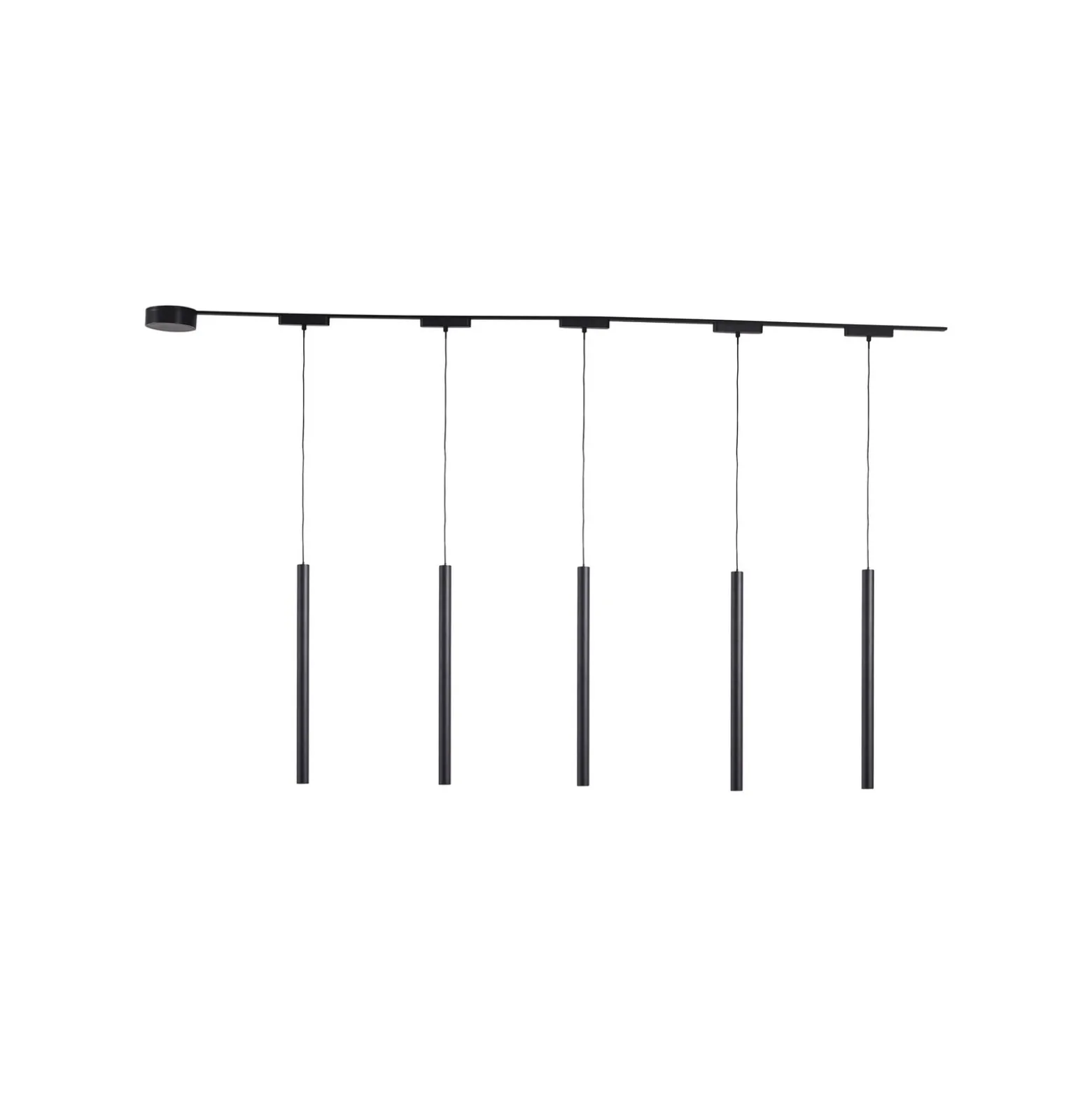 Sistema de riel 48 V Lumaro, pendular, 5 luces, negro, atenuable