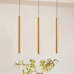 Sistema de riel 48 V Lumaro, pendular, bombilla tubular, 3 luces, dorado, CCT
