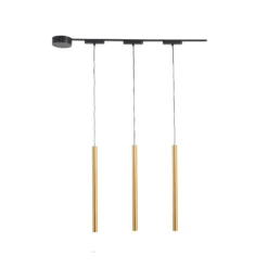 Sistema de riel 48 V Lumaro, pendular, bombilla tubular, 3 luces, dorado, CCT