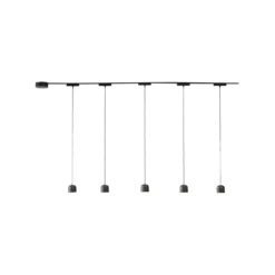 Sistema de riel 48 V Lumaro, pendular, cilindro, 5 luces, negro