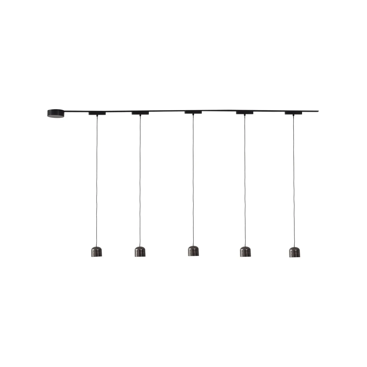 Sistema de riel 48 V Lumaro, pendular, cilindro, 5 luces, negro